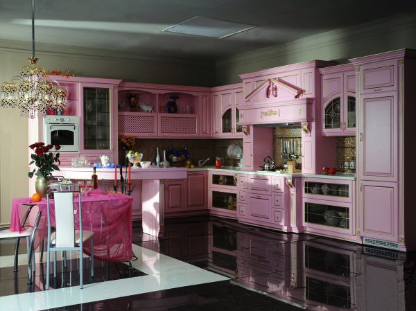 Кухня Серо Розовая Фото