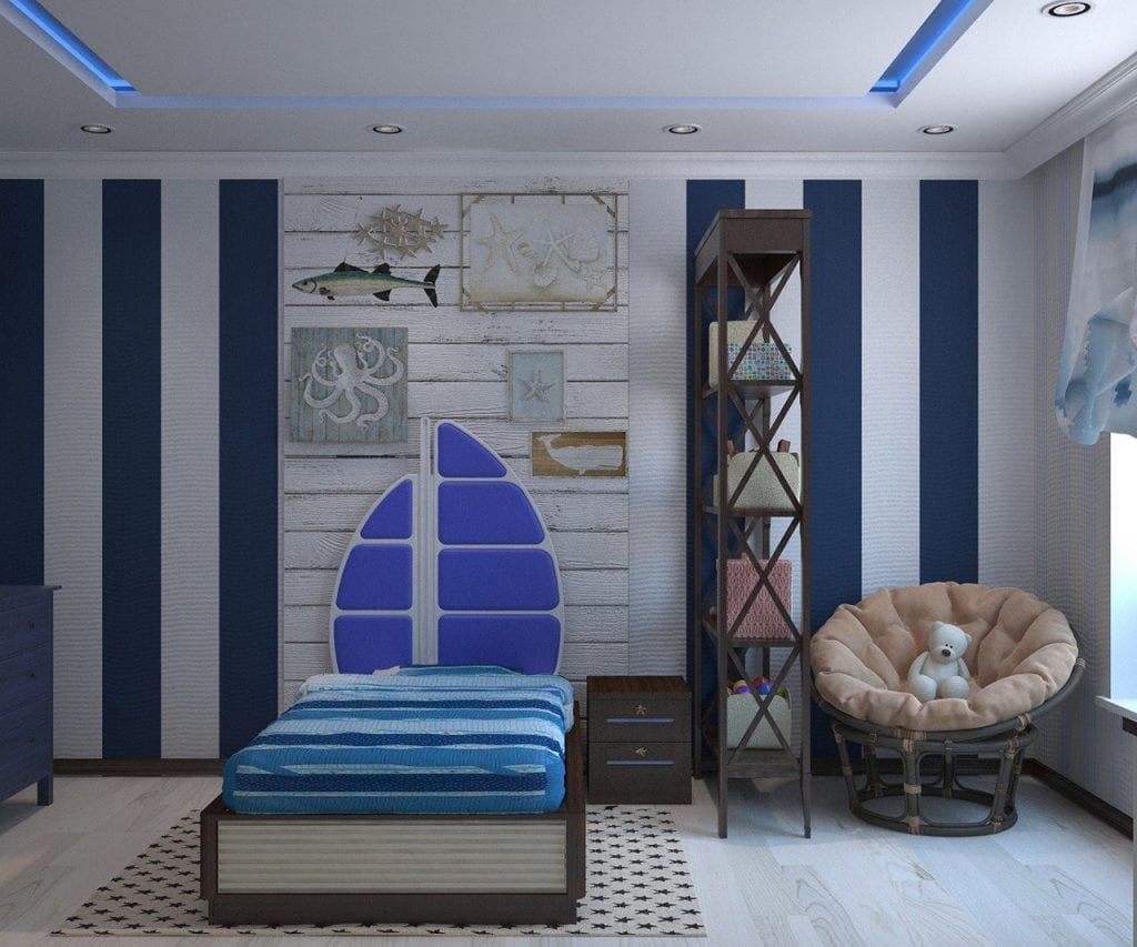Морской дизайн комнаты для ребенка
